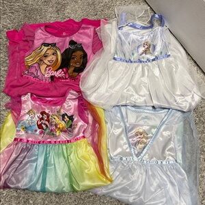 Barbie & Disney Princess Nightgown Bundle size 4/4T